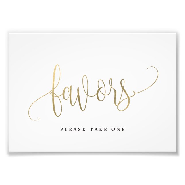 Favours Sign Choose Your Size Faux Gold (Front)