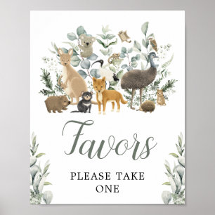 Favours Sign Eucalyptus Australian Animals Party