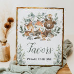 Favours Sign Eucalyptus Woodland Baby Animals Part<br><div class="desc">This adorable party sign features soft watercolor sage greenery and sweet woodland animals. Perfect for a gender-neutral baby shower / birthday.</div>