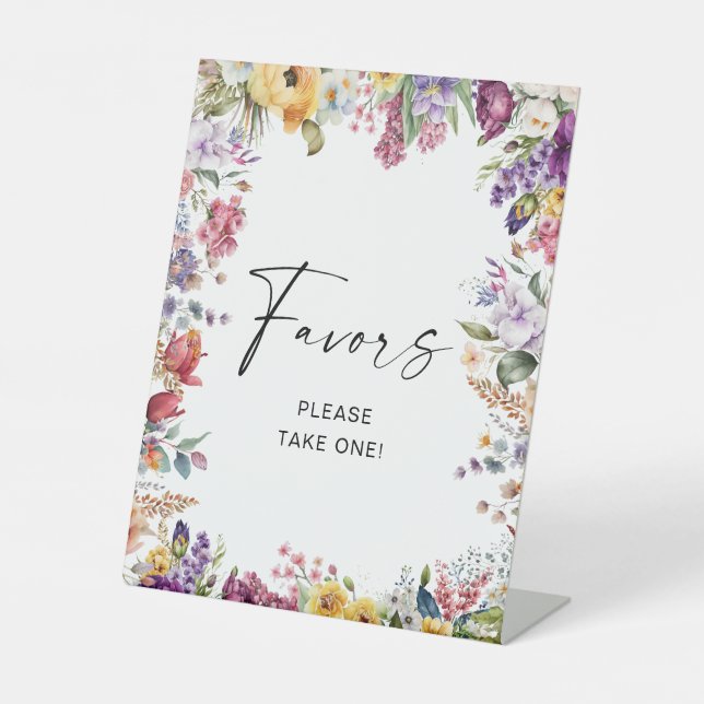 Favours Sign Garden Flowers Pedestal Sign (Front)
