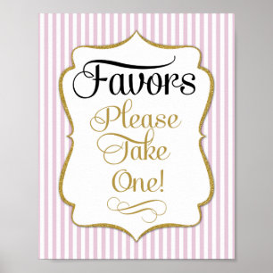 Favours Sign Pink Gold Stripe