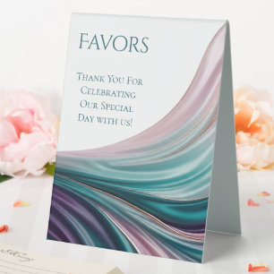 Favours Sign-Teal & Blush Silk