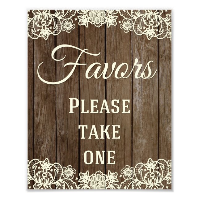 Favours Sign, Wedding Sign, Wedding Decor Photo (Front)