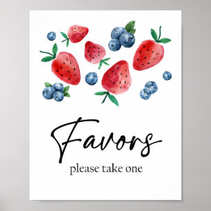 Favours Strawberry Berry First Birthday Girl Sweet Poster