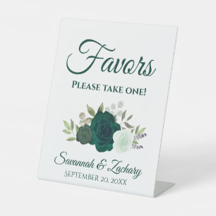 Favours Take One Emerald Green Roses Wedding Pedestal Sign