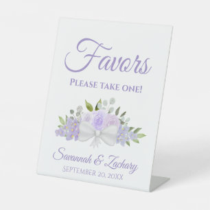 Favours Take One Lavender Purple Roses Wedding Pedestal Sign