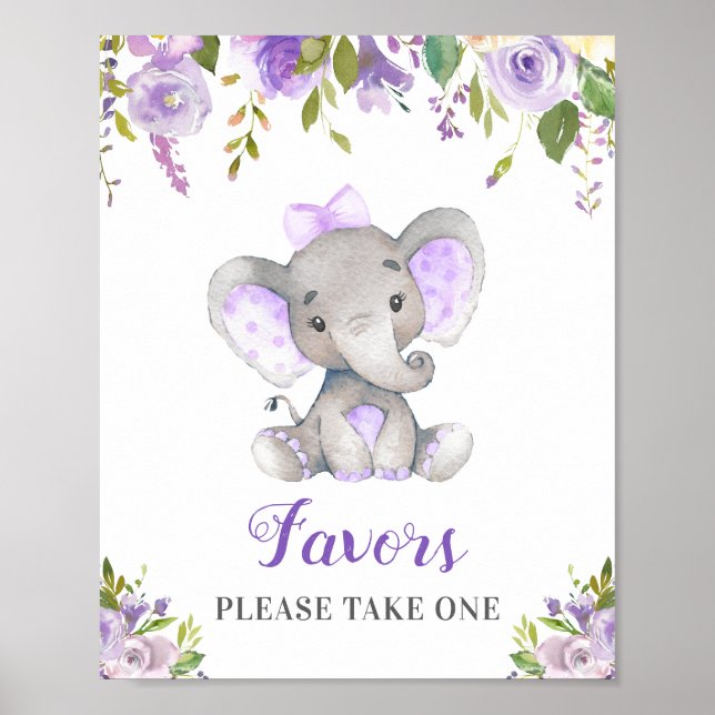 Favours Take One Little Peanut Elephant Girl Purpl Poster (Front)