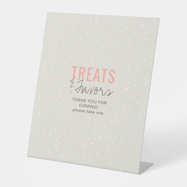 Favours & Treats Adventure Awaits Girl Pink Stars Pedestal Sign (Front)