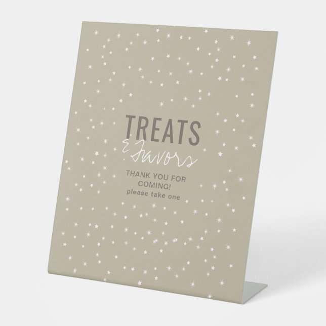 Favours & Treats Adventure Awaits Neutral Stars Pedestal Sign (Front)