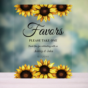 Favours Wedding Sunflowers Yellow Acrylic Sign