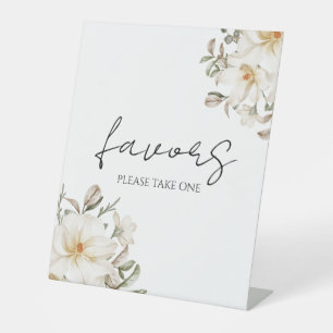 Favours White Floral Bridal Shower Modern Script Pedestal Sign