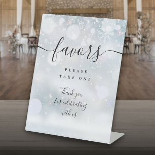 Favours Winter Black Script Table Pedestal Sign