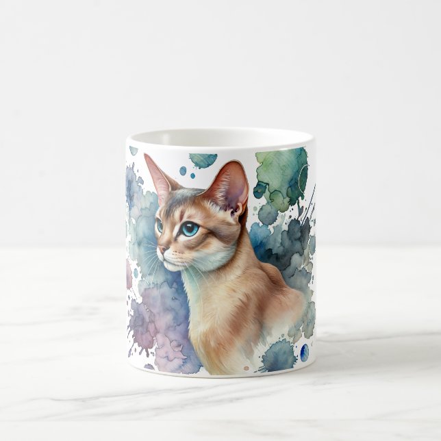 Fawn Abyssinian Cat Watercolor Coffee Mug (Center)