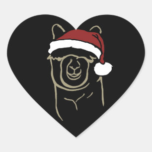 Fawn Alpaca with Santa Hat Heart Sticker