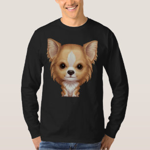 Fawn & White Long Coat Chihuahua T-Shirt