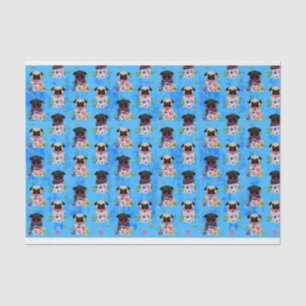 Fawn and Black Pugs In Spring Flowers Tissue Paper