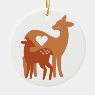 Fawn And Doe Ceramic Tree Decoration