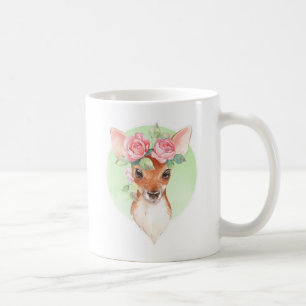 Fawn and pink roses coffee mug