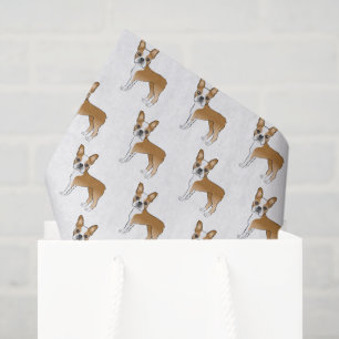 Fawn And White Boston Terrier Cartoon Dog Pattern Tissue Paper