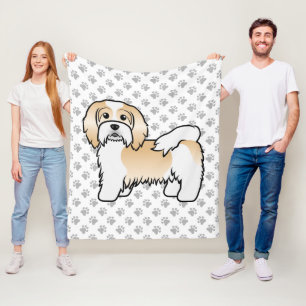 Fawn And White Havanese Cute Cartoon Dog Fleece Blanket