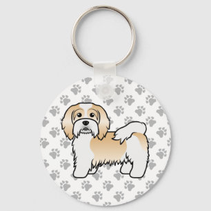 Fawn And White Havanese Cute Cartoon Dog Key Ring