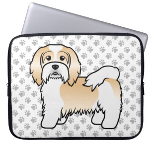 Fawn And White Havanese Cute Cartoon Dog Laptop Sleeve