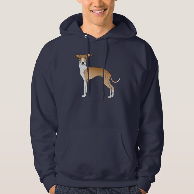 Fawn And White Italian Greyhound Cartoon Dog Hoodie (Front)