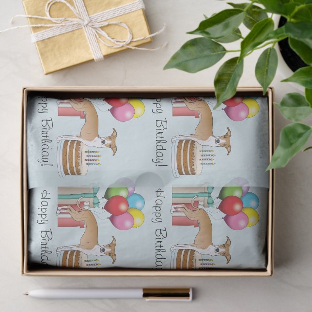 Fawn And White Italian Greyhound Colourful Birthda Tissue Paper (Gift)