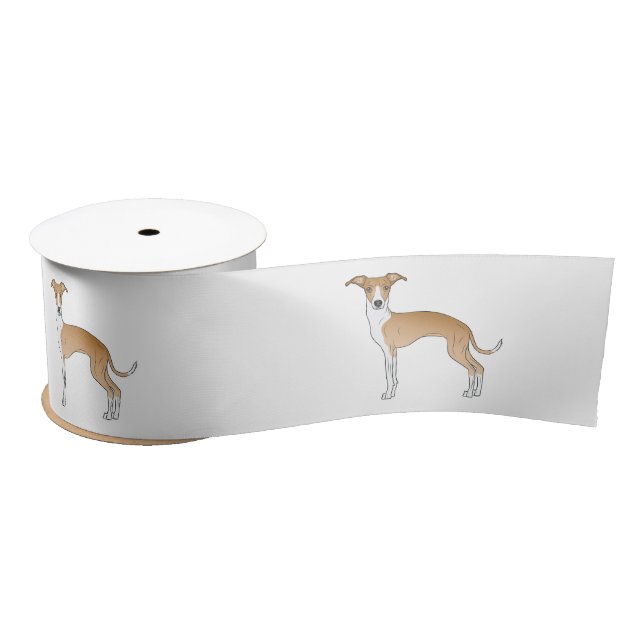 Fawn And White Italian Greyhound Cute Cartoon Dogs Satin Ribbon (Spool)