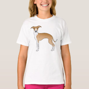 Fawn And White Italian Greyhound Cute Dog Drawing T-Shirt