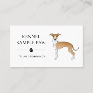 Fawn And White Italian Greyhound - Dog Kennel Business Card