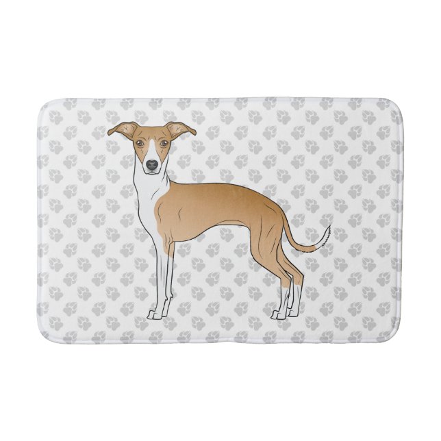 Fawn And White Italian Greyhound Dog With Paws Bath Mat (Front)