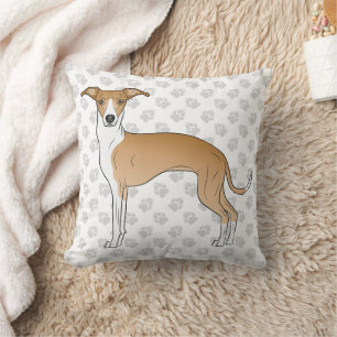 Fawn And White Italian Greyhound Dog With Paws Cushion