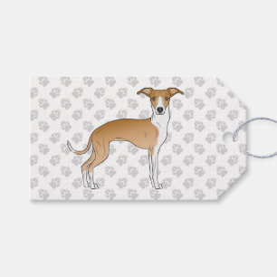 Fawn And White Italian Greyhound Dog With Paws Gift Tags