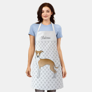 Fawn And White Italian Greyhound With Custom Name Apron