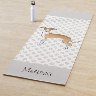 Fawn And White Italian Greyhound With Custom Name Yoga Mat