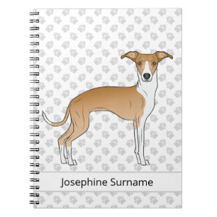 Fawn And White Italian Greyhound With Custom Text Notebook