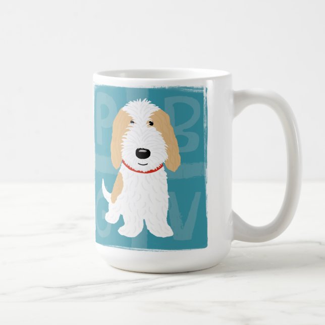 Fawn and White PBGV Cartoon Dog | Cute Canine Coffee Mug (Right)
