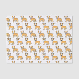 Fawn And White Staffie Cute Cartoon Dog Pattern Tissue Paper