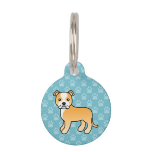 Fawn And White Staffordshire Bull Terrier Dog Pet Tag