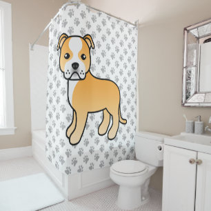 Fawn And White Staffordshire Bull Terrier Dog Shower Curtain