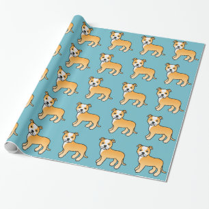 Fawn And White Staffordshire Bull Terrier Dog Wrapping Paper