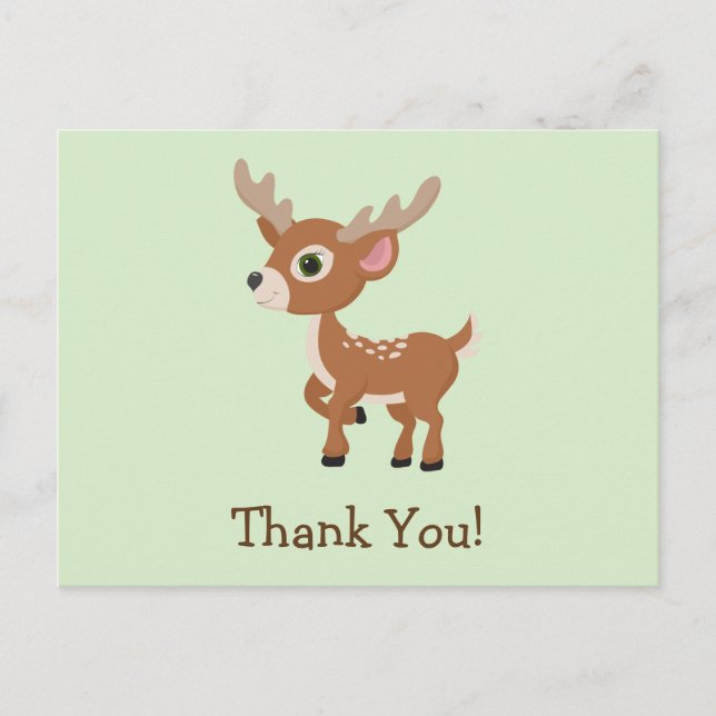 Fawn, Baby Deer Thank You Postcard (Front)
