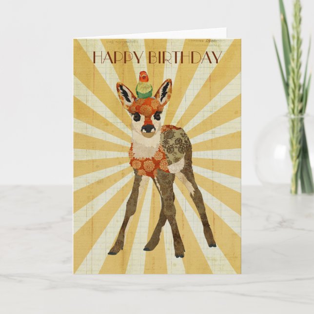 FAWN & BIRD Birthday Card (Front)