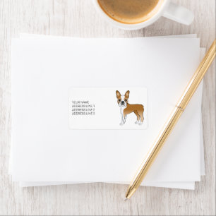 Fawn Boston Terrier Cute Cartoon Dog & Custom Text Label