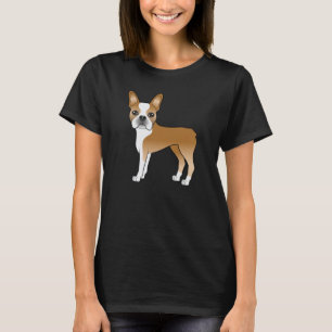 Fawn Boston Terrier Cute Cartoon Dog Illustration T-Shirt