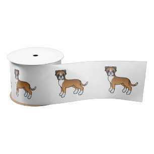 Fawn Boxer Cute Cartoon Dog Satin Ribbon