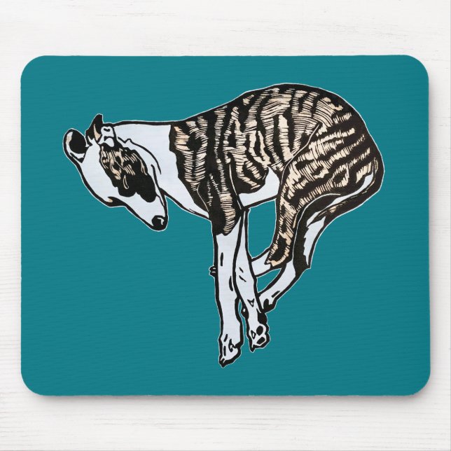 Fawn brindle sleepy Whippet Mouse Mat (Front)
