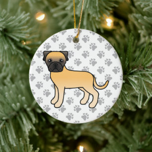 Fawn Bullmastiff Cute Cartoon Dog Ceramic Tree Decoration