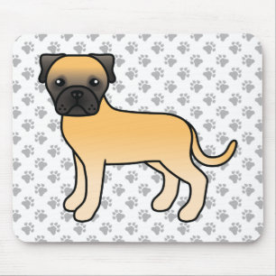 Fawn Bullmastiff Cute Cartoon Dog Mouse Mat